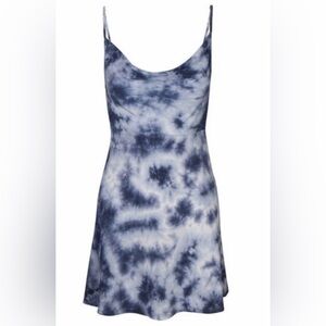 Navy & White Tie-Dye Slip Dress